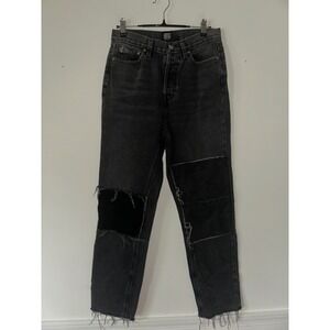 BDG Urban Outfitters Slim Straight Patchwork Distressed Black Jeans Womens 27